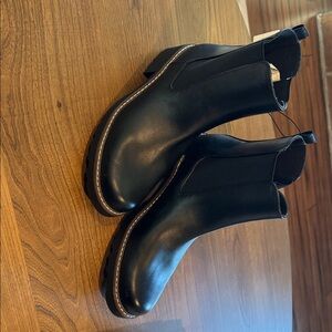 Black Faux Leather Ankle Boots